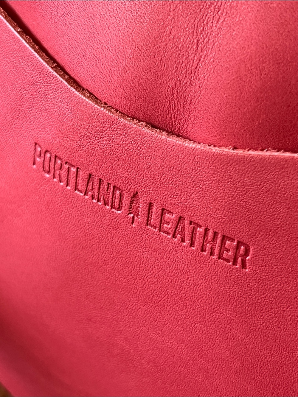 Portland Leather Rose Pink Leather Tote with Embossed Logo